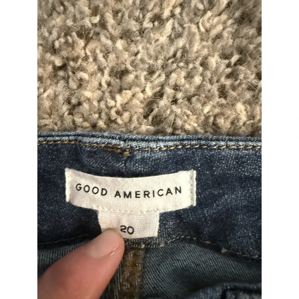 Good American Jeans Women Size 20 Dark Blue Good Legs Straight High Rise Stretch